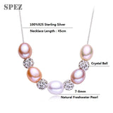 Sterling Silver Pearl Pendant Necklace 7-8mm Freshwater Pearls for Women