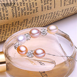 Sterling Silver Pearl Pendant Necklace 7-8mm Freshwater Pearls for Women