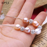 Sterling Silver Pearl Pendant Necklace 7-8mm Freshwater Pearls for Women