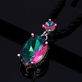 Silver Pendant Round Buckle Necklace AAAAA Multi-Color Zircon Pendant