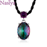 Silver Pendant Round Buckle Necklace AAAAA Multi-Color Zircon Pendant