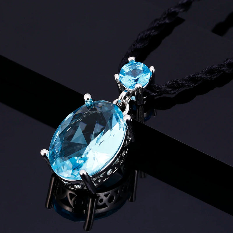 Silver Pendant Round Buckle Necklace AAAAA Multi-Color Zircon Pendant