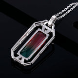 Inlaid Tourmaline Zircon Pendant Necklace