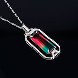 Inlaid Tourmaline Zircon Pendant Necklace