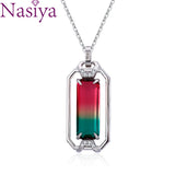 Inlaid Tourmaline Zircon Pendant Necklace