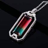 Inlaid Tourmaline Zircon Pendant Necklace
