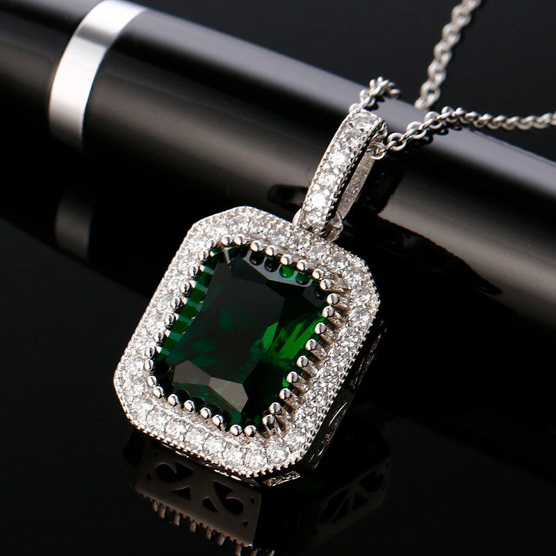 Purple Multicolor Zircon Pendant Necklace Rectangular 10 * 12MM Party Gift