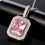 Purple Multicolor Zircon Pendant Necklace Rectangular 10 * 12MM Party Gift