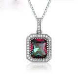 Purple Multicolor Zircon Pendant Necklace Rectangular 10 * 12MM Party Gift