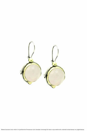 Silver Pink Quartz Stone Earrings