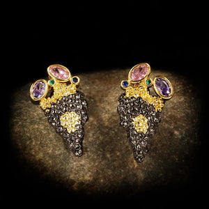 Silver Plate Women's Earrings Triangle Micro Inlaid Zircon Pendant