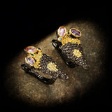 Silver Plate Women's Earrings Triangle Micro Inlaid Zircon Pendant