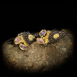 Silver Plate Women's Earrings Triangle Micro Inlaid Zircon Pendant