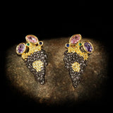 Silver Plate Women's Earrings Triangle Micro Inlaid Zircon Pendant