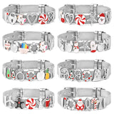 Silver Plated Mesh Bracelet Santa Claus Charm Beads Christmas Gift