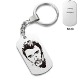 Engraved French Rocker Johnny Hallyday Photo Necklace Pendant SL-049