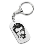 Engraved French Rocker Johnny Hallyday Photo Necklace Pendant SL-049
