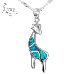 Opal Charm Pendant & Deer Necklace - Party Jewelry PD030