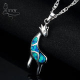 Opal Charm Pendant & Deer Necklace - Party Jewelry PD030