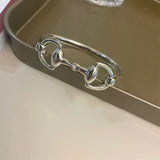 Silver Plated Horseshoe Bamboo Bracelet for Women