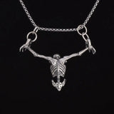 Silver Plated Skull Pendant Necklace - Biker Punk Rock Accessory