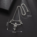 Silver Plated Skull Pendant Necklace - Biker Punk Rock Accessory