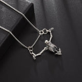 Silver Plated Skull Pendant Necklace - Biker Punk Rock Accessory