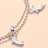 Silver Plated Charm Bracelet Double Layer Dolphin Bead Chain Anklet Pulseira