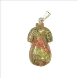 Cheongsam Shape Green Turquoise Pendant Gray Agate Jewelry
