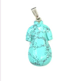 Cheongsam Shape Green Turquoise Pendant Gray Agate Jewelry