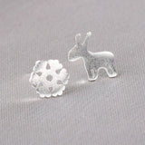 Silver Plated Creative Ear Hole Earrings for Women Prevent Style Small Earrings
