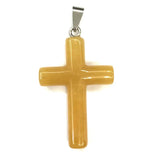 Silver Plated Cross Green Turquoises Stone Pendant Cherry Quartz