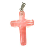 Silver Plated Cross Green Turquoises Stone Pendant Cherry Quartz