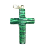 Silver Plated Cross Green Turquoises Stone Pendant Cherry Quartz