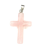 Silver Plated Cross Green Turquoises Stone Pendant Cherry Quartz