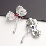 Flower Shape CZ Micro Pave Brooch for Women