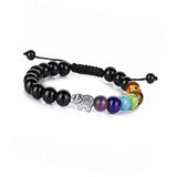 Elephant Rose Pink Quartz Beads Bracelet Agates Chakra Jewelry