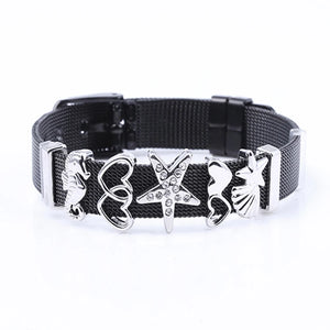 Silver Plated 10mm Mesh Bracelet With Starfish & Seahorse Charms