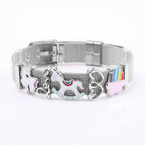 Silver Plated 10mm Mesh Bracelet With Starfish & Seahorse Charms