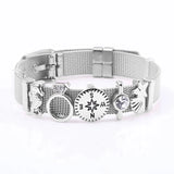 Silver Plated 10mm Mesh Bracelet With Starfish & Seahorse Charms