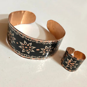 Silver Plated Women Copper Ring Bracelet Bangle Set