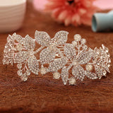 Silver Plated Floral Flowers Hair Accessories Crystal Bridal Wedding