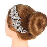 Silver Plated Floral Flowers Hair Accessories Crystal Bridal Wedding