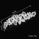 Silver Plated Floral Bride Hair Accessory Crystal Starry Wedding Comb