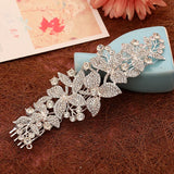 Silver Plated Floral Flowers Hair Accessories Crystal Bridal Wedding