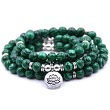 Silver Plated Malachite Stone Bracelet with Golden Sand Stone