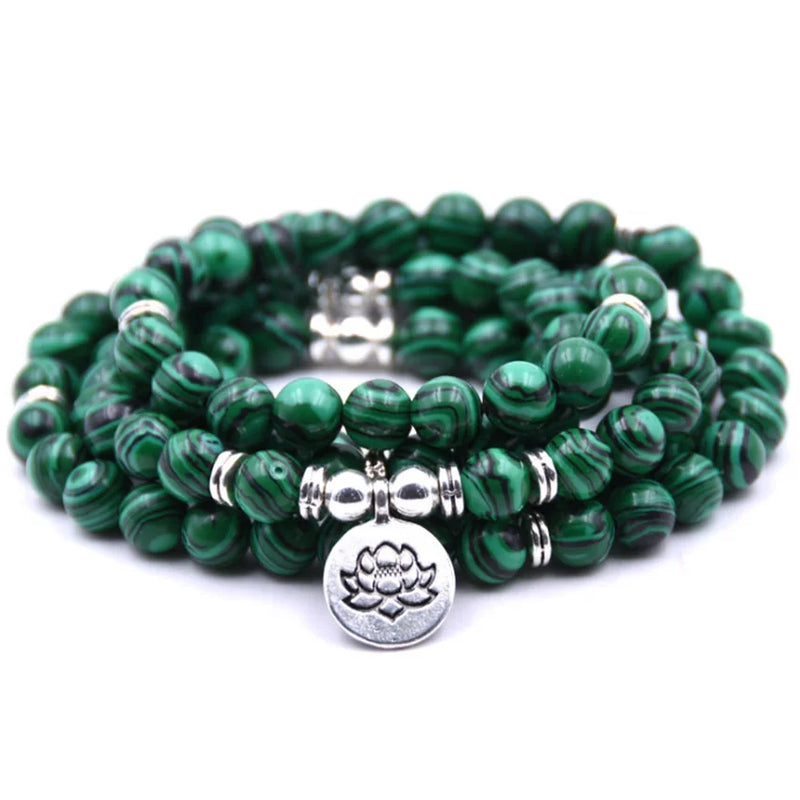 Silver Plated Malachite Stone Bracelet with Golden Sand Stone