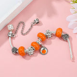 Silver Plated Fruit Tangerine Pendant Charm Bracelet