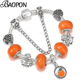 Silver Plated Fruit Tangerine Pendant Charm Bracelet