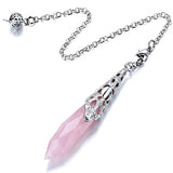 Silver Plated Rose Pink Quartz Pendulum for Scrying Pendant